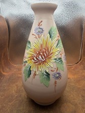 Vintage Czechoslovakia Porcelain Vase Raised Floral Hand Painted 8” Czech picture