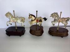 Lot Of 3 Vintage Music Box Carousel Horse Figurine picture