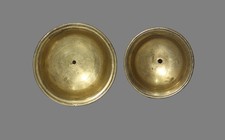 Pair Tibet 19th Century Old Antique Buddhist Alloy Copper Oil Ghee Lamp Butter picture