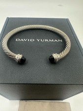 David Yurman Black Onyx & Diamonds Cable Bracelet 5MM Silver picture