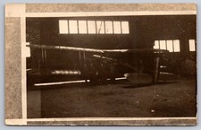 RPPC British Biplane in Hangar & Three Men Real Photo Postcard picture