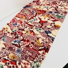 Garnet Sanctuary #A 14x42 Vintage Chirimen Japanese Silk Fabric CK54 picture
