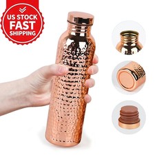 💧 27oz Handmade Copper Water Bottle 🔨 Hammered Finish | BPA-Free Ayurvedic picture