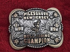 RODEO☆X~TREME☆1995☆Bull Riding CHAMPION TROPHY BUCKLE☆Pilesgrove NJ☆Rare☆W86 picture