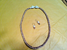 Vintage Handmade 21' Single Strand Hawaiian Shell Necklace & Earrings picture