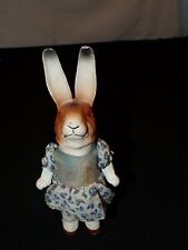Antique Easter Windup Paper Mache Rabbit Bunny Toy Glass Eye Composition [c585] picture