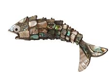 Vintage Abalone Articulated Fish Bottle Opener Mexican Silver picture