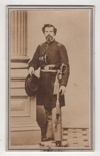 Antique CDV Higgins Civil War Union Officer Uniform Sword Revenue Stamp Boston picture
