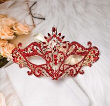 Masquerade Mask Luxury Ruby Red Crystal, Rhinestone Eye Mask, Elegant Party Mask picture