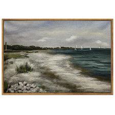 Shenify 24X36In Large Vintage Landscape Seascape Framed Canvas Wall Art Seaside picture