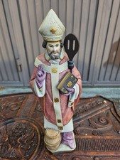 Vintage Saint Arnold Statue French Stone  Patron Saint of Brewers Beer Barrel F picture