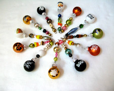 🎃12 Mini Vintage Mercury Glass Bead HALLOWEEN Icicle Garland Ornaments picture