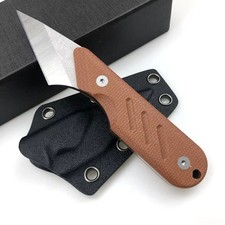 TRSKT Fixed Blade Neck Knife 14C28N Steel Flax Handle Kydex Sheath EDC picture