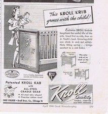 1944 Original Ad - KNOLL BABY KRIB & KROLL KAB, CHICAGO, IL picture