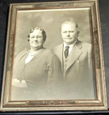 Antique Early 1900s Couple Photograph antique carved wood picture frame 8x10 picture