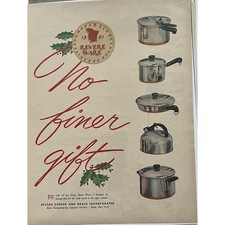 Vtg 1950s Revere Ware Copper Clad Cookware Print Ad Rome NY MCM Kitchen Pans picture
