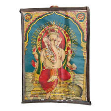 19C Old Antique Vintage Raja Ravi Varma God Ganesh Litho. Paper Print Iron Frame picture
