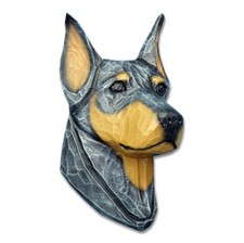 Doberman Pinscher Head Plaque Figurine Blue/Tan picture
