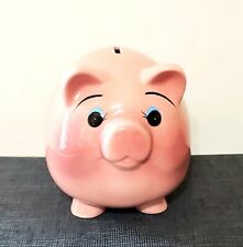 Vintage Rosy Pink Pig Piggy Bank with Curly Tail - Rubber Stopper picture