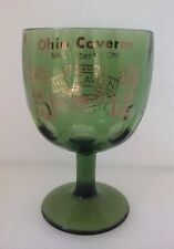 Vtg Ohio Caverns Green Glass Pedestal Beer Goblet Cup Souvenir West Liberty Ohio picture