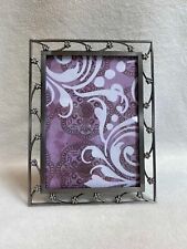 Vintage Silver Metal Picture Frame - Flowers with Crystals (insert 5 x 7) picture