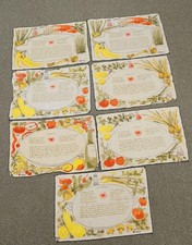 Vintage Vera Neumann Linen Placemats Set of 7 Illustrated Recipe MCM Kitchen picture