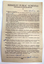 1937 BERKELEY PUBLIC SCHOOLS - CALIFORNIA department of health MUMPS OUTBREAK picture