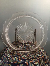 VTG Cake Plate Wavy and Cut Pattern Edge Starburst Middle 11.5