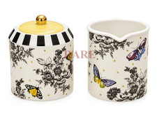 MacKenzie-Childs Butterfly Toile Creamer & Sugar Ceramic Set New No Box picture