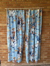 Vintage 1970s JCPenney NFL Football 4 Panel Pinch Pleat Curtains Collectible picture