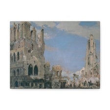 James Kerr-Lawson (1864–1939) La Halle aux draps, Ypres - Canvas Wall Art picture