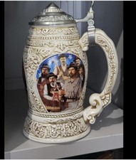Anheuser-Busch Beer Stein OLD WORLD HERITAGE Members Only Ceramic Lidded Mug picture