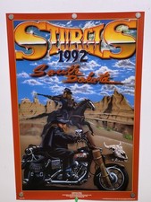 Vintage 1992 Sturgis Rally Poster Badlands Indian Harley Davidson Motorcycle picture