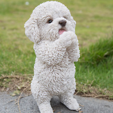 Dog White Poodle Puppy Playing Statue Indoor Outdoor 9 in picture