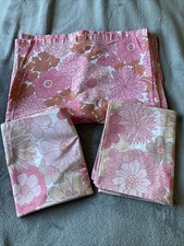 Vintage Pink Floral Sheet + 2 Pillowcases 1970s? picture