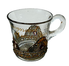 SPENCER MA Massachusetts  ANTIQUE Souvenir DEPRESSION GOLD TRINKET CUP MUG picture