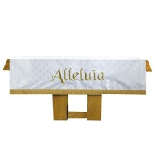 Maltese Cross Jacquard Altar Frontal - WHITE 108 x 52 Altar Linens With Fringe picture