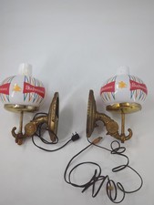 Vintage Budweiser 1950-60 Bar Globe Wall Sconce Oil Lamp Style Glass Brass Works picture