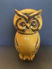 Vintage Pottery Gold Horned Owl Cookie Jar MCM Holiday Designs Spooky Halloween picture