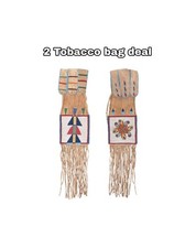 2 X Handmade Lakota Sioux Native American Style Beaded Tobacco bag Hide Pipe bag picture