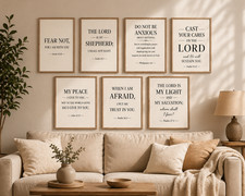 Bible Verse Wall Art Set 8x10 Christian Prints Faith Anxiety Scripture Decor JPG picture