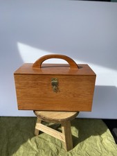Vintage Cedar Wooden Box with Handle Great Condition Storage Box for Crafts Art picture