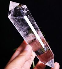 24 Sides Natural Clear Quartz CRYSTAL Point Wand VOGEL STYLE Double Terminated picture