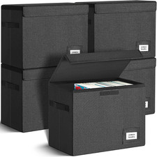 5 Pack Collapsible Comic Book Storage Box - Moistureproof & Stackable, Black picture
