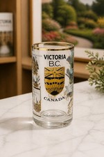 Vtg. Canadian Souvenir Glass Stein with 22 Karat Gold & Black Graphics-5.5 Inch picture