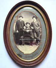 Antique Oval Wooden Framed Black & White Portrait of