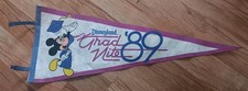 Vintage 1989 Disneyland Grad Nite Pennant Mickey Mouse Flag Souvenir Disney picture