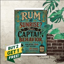 Drinking Rum Before Noon Makes You A Pirate Iron Plaque Retro Metal Tin Sign Art picture