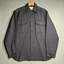 VTG US Navy CPO Wool Shirt Deep Black Sz Medium 15.5 X 34 Anchor Button Mint picture