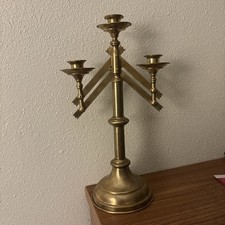 Antique Candelabra Brass Altar from Catholic Church Adjustable A picture